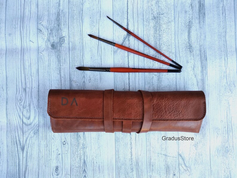 Leather Paint Brush Holder Gift For Painter Personalized Etsy
