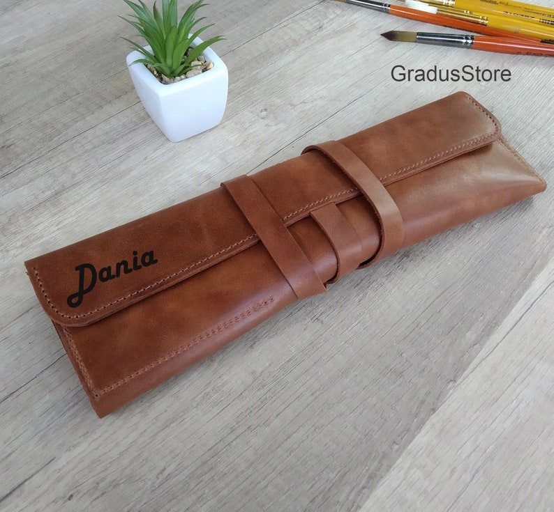 Leather Paint Brush Holder Gift For Painter Personalized Etsy