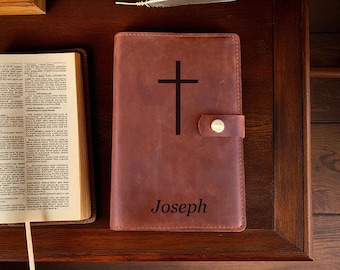 Funda de Biblia de cuero personalizada - Grabado de nombre personalizado