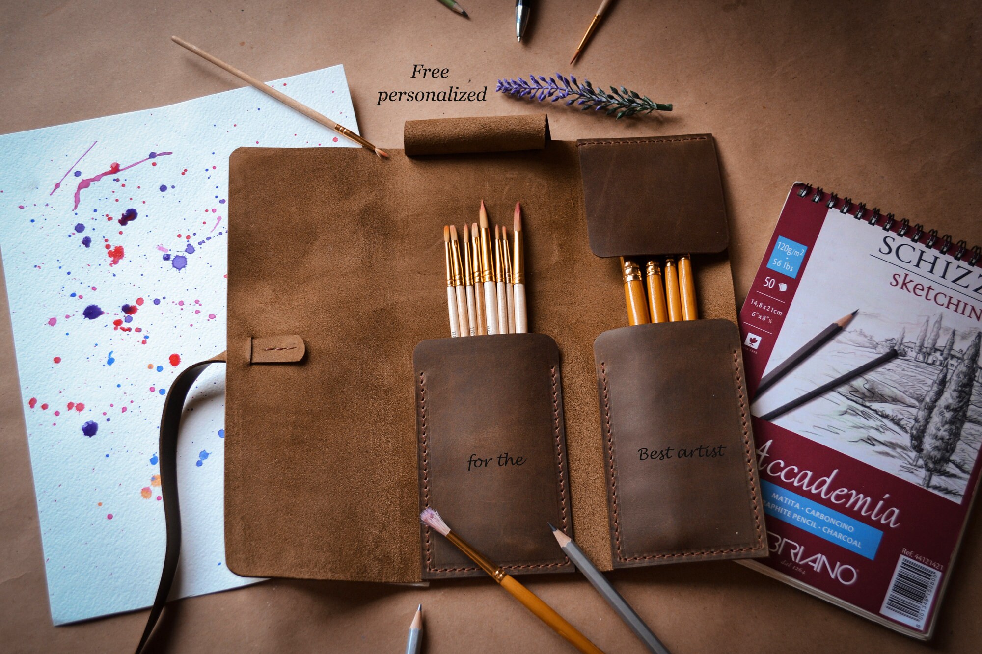 Leather Paint Brush Roll Brush Case Paint Brush Holder Etsy Australia