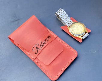 Rouleau de montre en cuir : étui de voyage personnalisé gravé pour montres