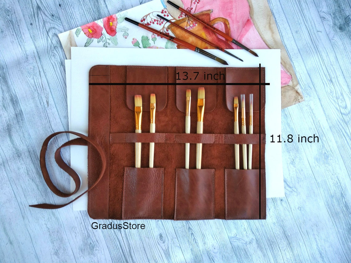 Leather Paint Brush Holder Gift For Painter Personalized Etsy
