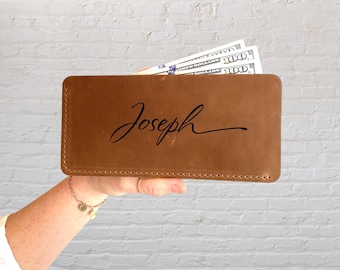 Portefeuille enveloppe en cuir fait main : porte-monnaie mince et minimaliste