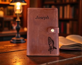 Couverture de bible en cuir personnalisée : cadeau chrétien gravé