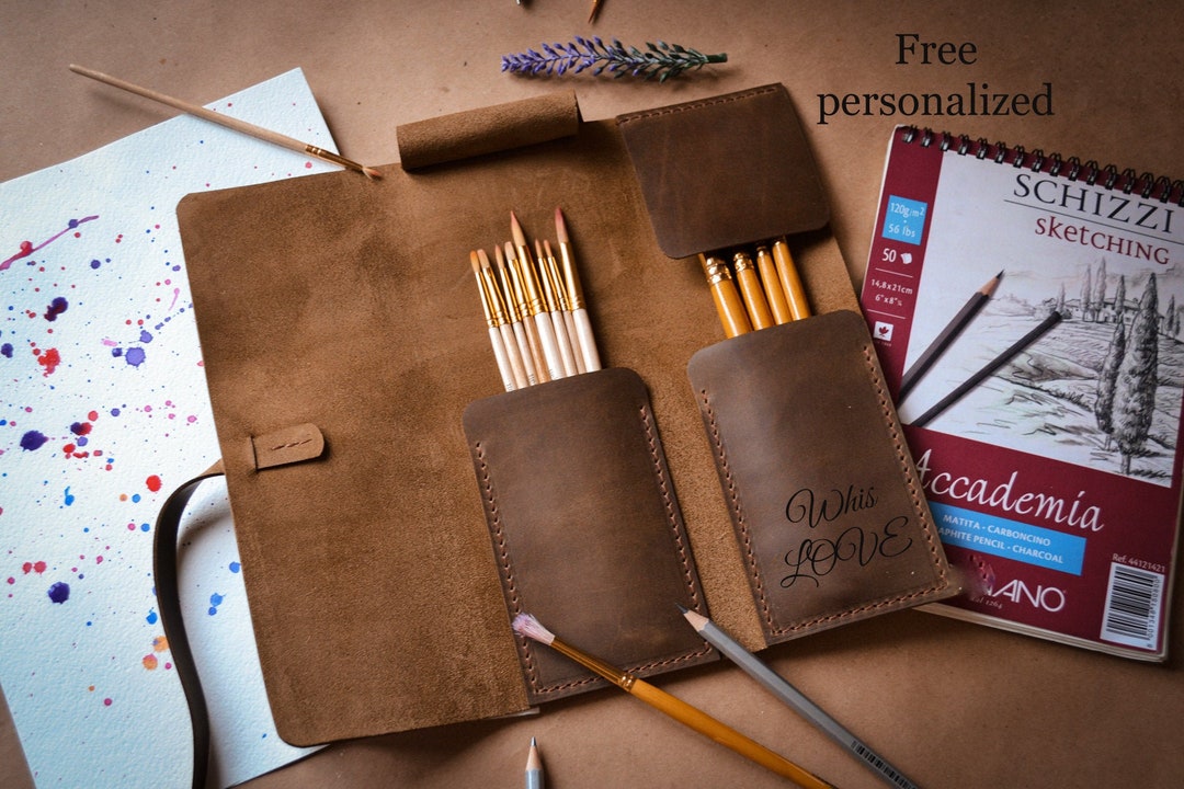 Paint Brush Holder,leather Paint Brush Roll,art Supplies,paint Brush