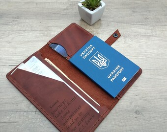 トラベルウォレット レザーパスポートホルダー、名入れ可能、手作りレザー製トラベルオーガナイザー、カードスロット付きパスポートウォレット、チケットホルダー