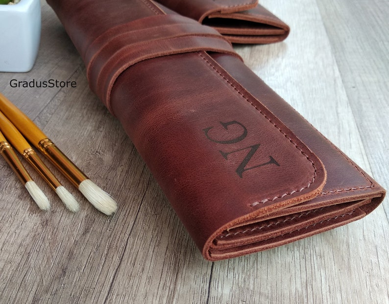 Paint Brush Holder Gift For Painter Personalized Leather Etsy