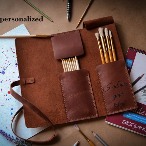 Paint Brush Case for Artist Leather Paint Brush Roll Etsy