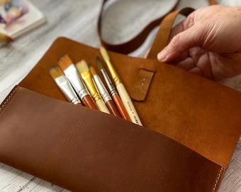 Étui de voyage personnalisé en cuir pour peintre, cadeau d'anniversaire
