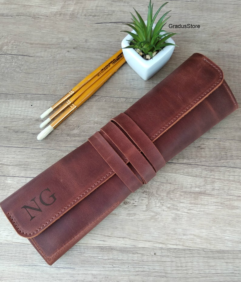 Leather Paint Brush Holder Personalized Leather Brush Roll Etsy