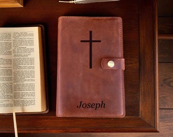 Funda de cuero personalizada para la Biblia: Regalo cristiano grabado a medida