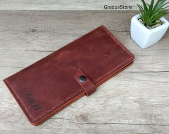 Cartera de viaje de cuero personalizada, funda para pasaporte, regalo para el día del padre, organizador de cartera de viaje, funda para documentos, regalo de Navidad