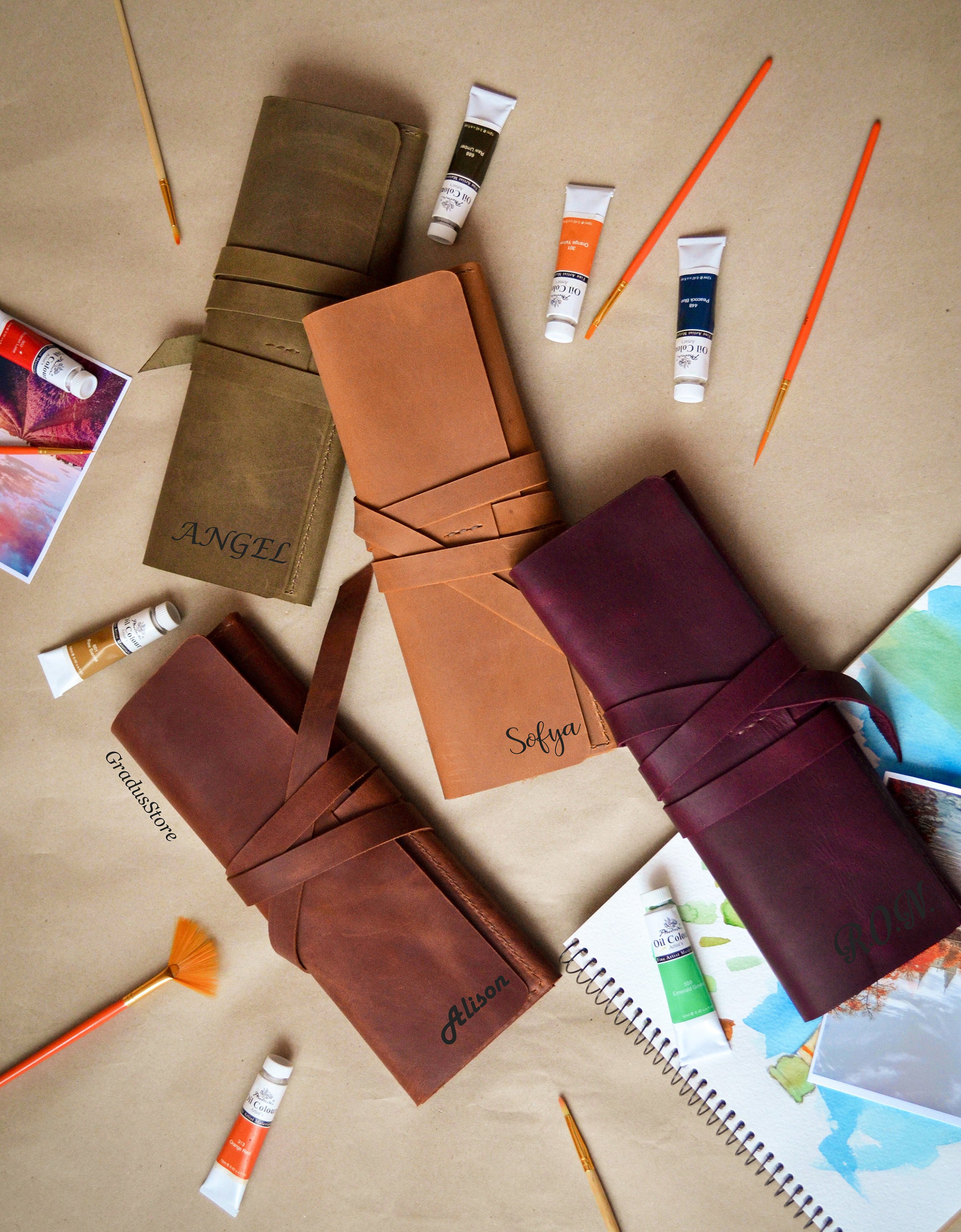 Personalized Leather Brush Roll for Artistpaint Brush Etsy