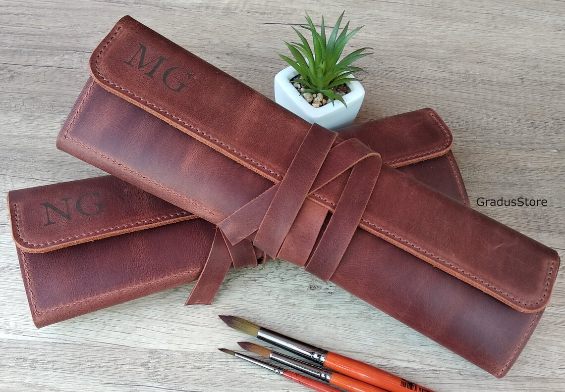 Paint Brush Holder Gift For Painter Personalized Leather Etsy