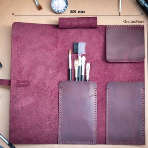 Personalized Leather Paint Brush Roll: Artist Travel Case image 3