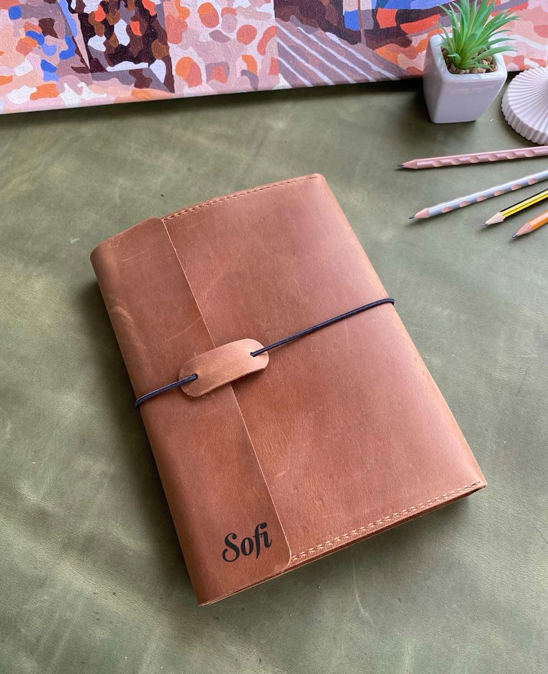 Leather Sketchbook Cover, Personalized Artists Gifts, Handmade Leather