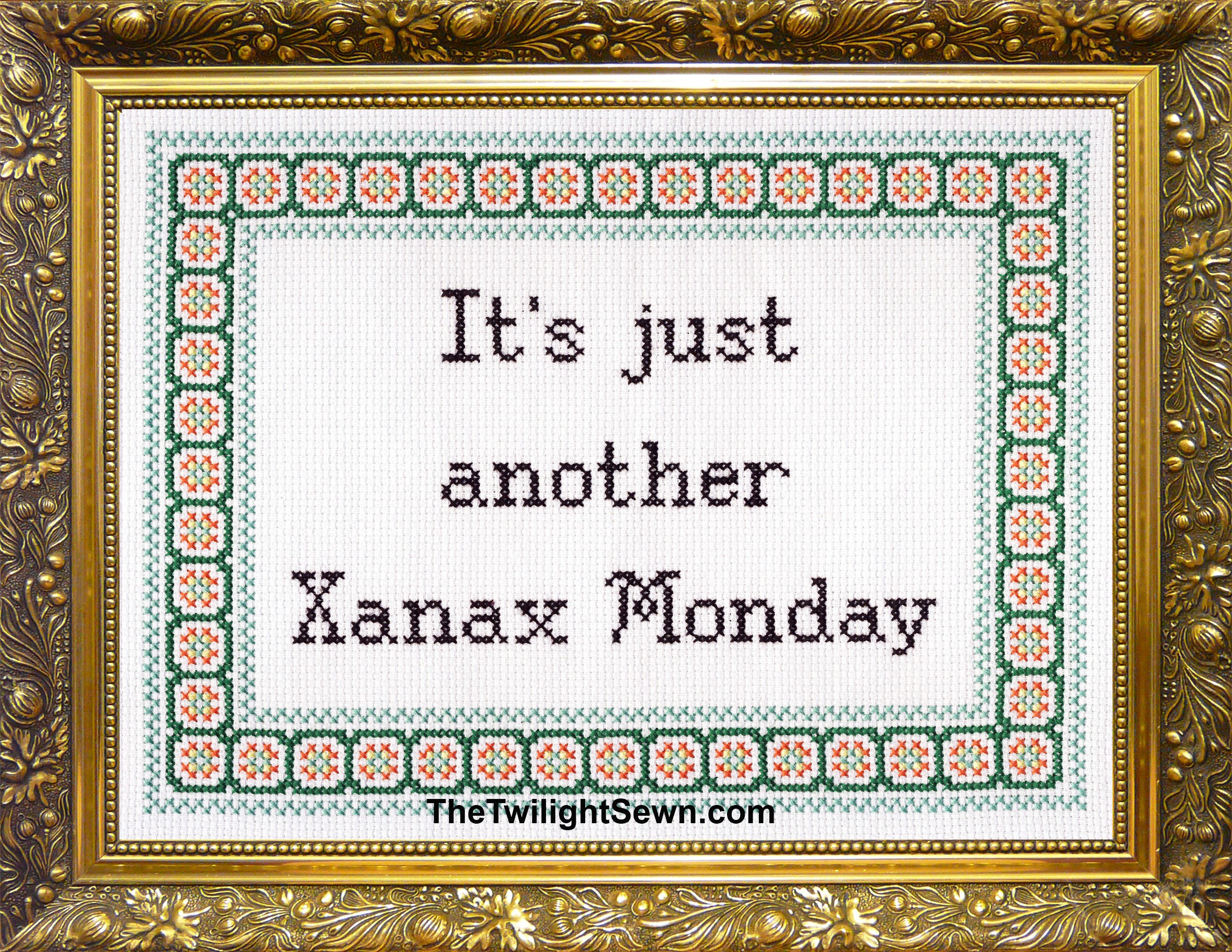 Instant Digital PDF Download Dinna Fash with Forget-Me-Nots Cross Stitch Pattern