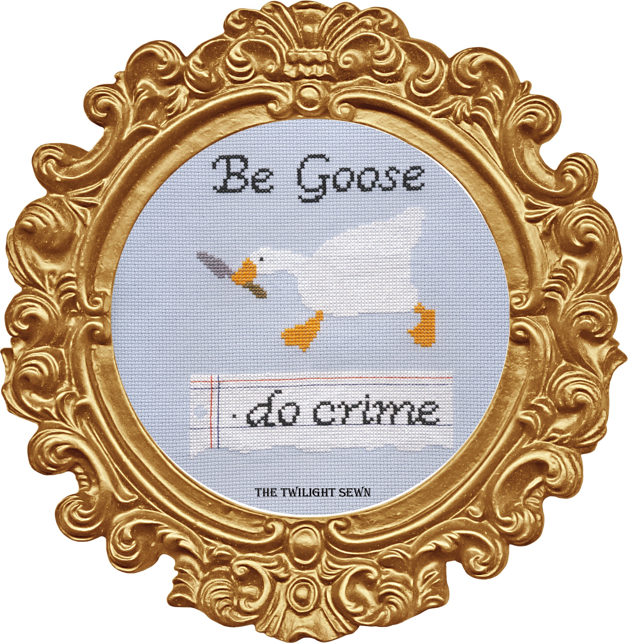 Untitled Goose Game Cross Stitch Peace Was Never an Option 