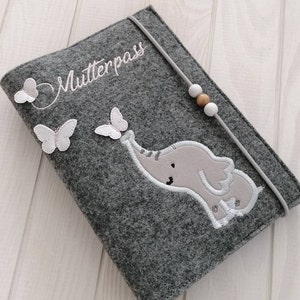 Mother's passport cover elephant white with pearls