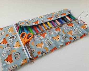 Pencil roll/pencil case fox blue