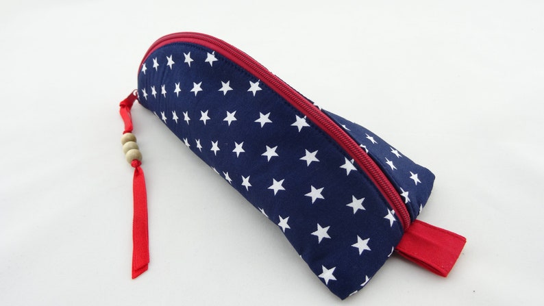 Pencil case stars navy blue image 3