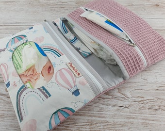 Diaper bag / nappy bag hot air balloons and rainbows old pink