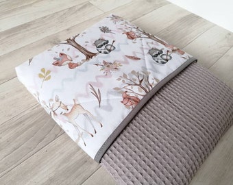 Babydecke / Kuscheldecke Waldfreunde Waffelpique taupe