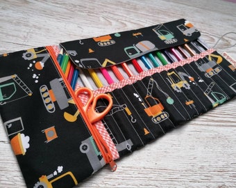 Pen roll/pencil case excavator black