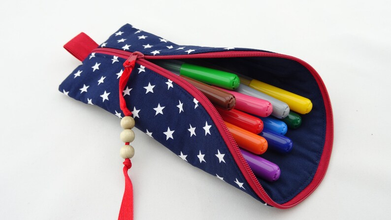 Pencil case stars navy blue image 1