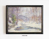 Winter Morning Landscape Vintage Digital Wall Art Antique wall art Christmas Wall Art Landscape Wall Art White Winter Holiday Winter Morning