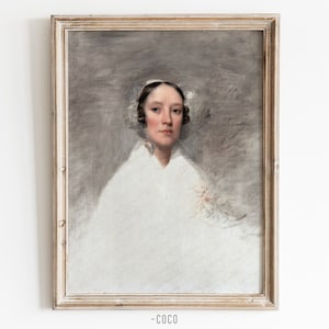 Portrait of White Lady Oil Painting Wall Art Portrait of a Lady in White Oil Painting Wall Art Digital Vintage Wall Art noblewoman portrait