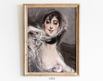 Parisian Woman Portrait Oil Painting Wall Art Digital Vintage Wall Art Woman Portrait Lady Portrait Parisian Life elegant lady noble woman