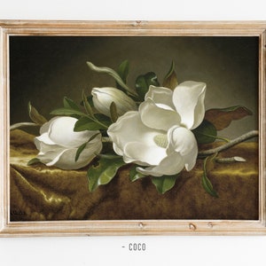 Magnolias on Velvet Oil Painting Digital Wall Art Gold Velvet Magnolias Painting Magnolias Wall Art Vintage Magnolias Still Life Wall Art