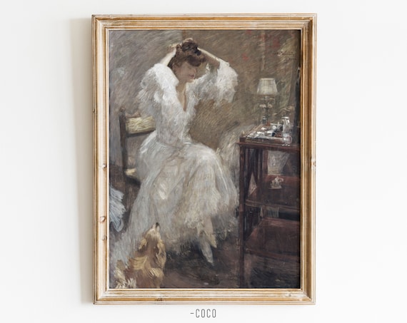 lady at dressing table Girl At A Dressing Table, Art Painting by Albert Ranney Chewett
