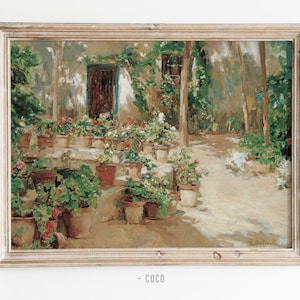 Courtyard Patio Garden Vintage Digital Wall Art Courtyard Wall art garden wall art flower wall art countryside wall art oil painting decor