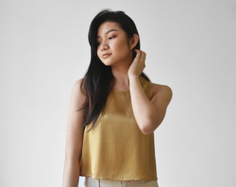 Silk tank in Honey, women's fashion, minimal fashion, cropped tank top