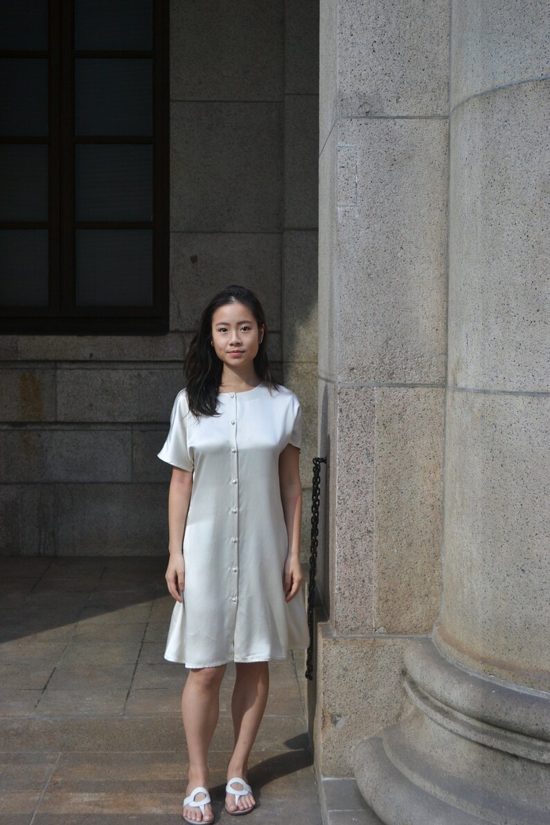 Scout Silk Dress in Pearl, womenswear, minimalist fashion, occasion wear image 1