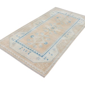 4x7 Vintage Rug, Pink Antique Oushak Rug, Turkish Rug, Handmade Rug, Oushak Rug, Anatolian Rug, Low Pile Rug, Naturel Rug, Kitchen Rug, 1760