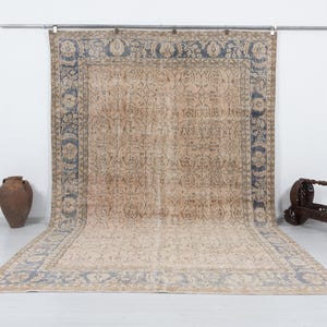 7x11 Vintage Rug, Blue Oushak Rug, Turkish Rug, Antique Handmade Rug, Living Room Rug, Wool Rug, Anatolian Rug, Area Rug, Ethnic Rug, 1507