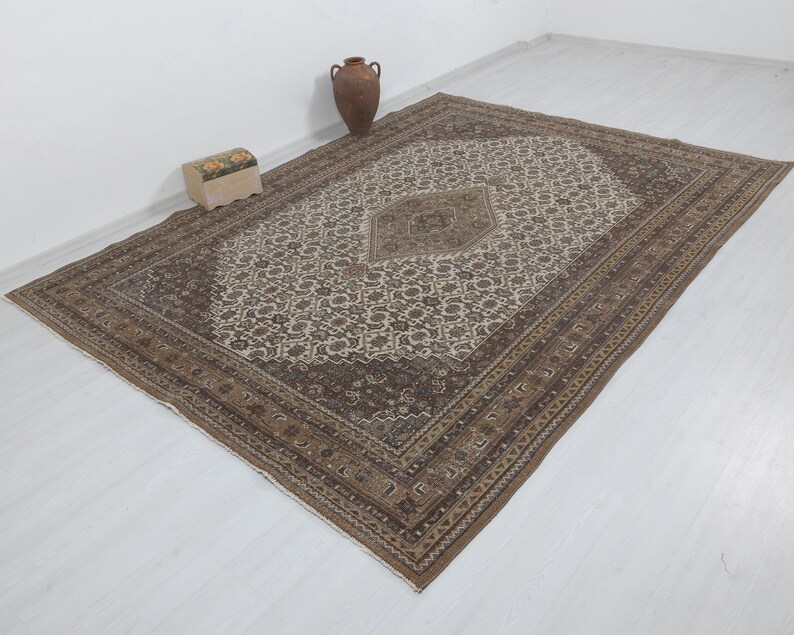 Vintage Wool Rug 8x11 | Distressed Persian Style Anatolian Area Rug image 4