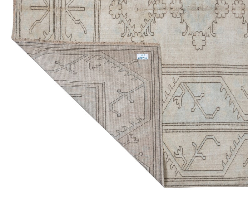 6x9 Vintage Rug, Neutral Beige 6x9 Rug, Turkish Rug, Neutral Oushak Rug