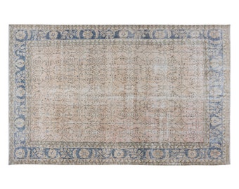 7x10 Vintage Rug, Turkish rug 7x10, Oushak rug, Living room rug, Muted rug, Naturel rug, Antique rug, Floral rug, Turkey rug, Faded rug,1507