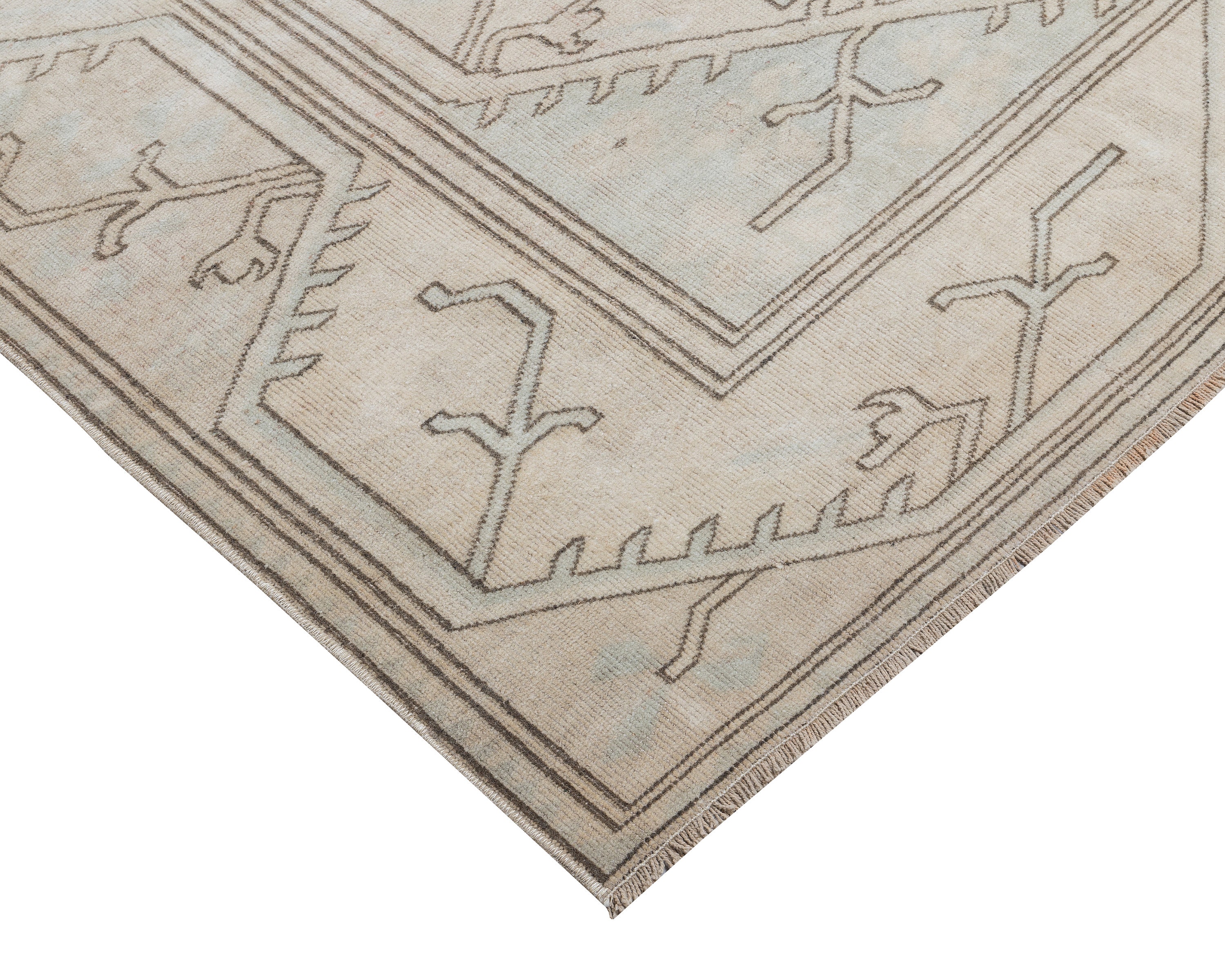 6x9 Vintage Rug, Neutral Beige 6x9 Rug, Turkish Rug, Neutral Oushak Rug