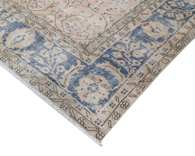 7x10 Vintage Rug, Turkish rug 7x10, Oushak rug, Living room rug, Muted rug, Naturel rug, Antique rug, Floral rug, Turkey rug, Faded rug,1507 image 8
