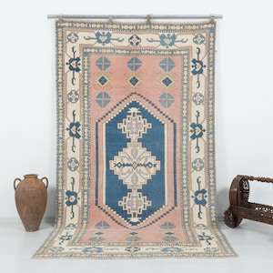6x9 Vintage Rug, Antique Turkish Rug, Living Room Rug, Handmade Rug, Distressed Rug, Low Pile Rug, Anatolia Rug, Wool Rug, Naturel Rug, 2410