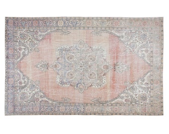 Tappeto vintage Oushak 7x10: tappeto turco in lana per soggiorno