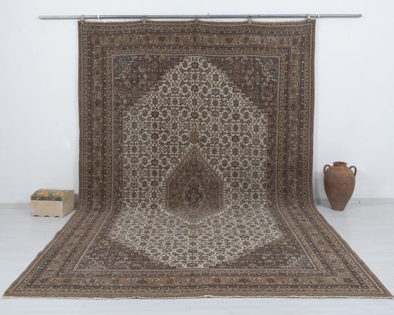 Vintage Wool Rug 8x11 | Distressed Persian Style Anatolian Area Rug