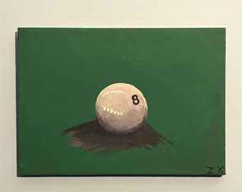 A Ball, Sphere, Billiards, Number Eight Acrylic Painting on canvas, Wall Art, Modern Art, Contemporary Art.