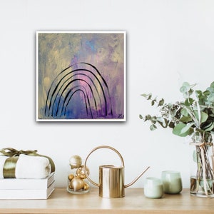 Pintura acrílica original del arco iris invertido sobre lienzo sobre cartón. Arte mural LGBT. Bellas Artes, Arte Moderno. Decoración de interiores. Regalo.