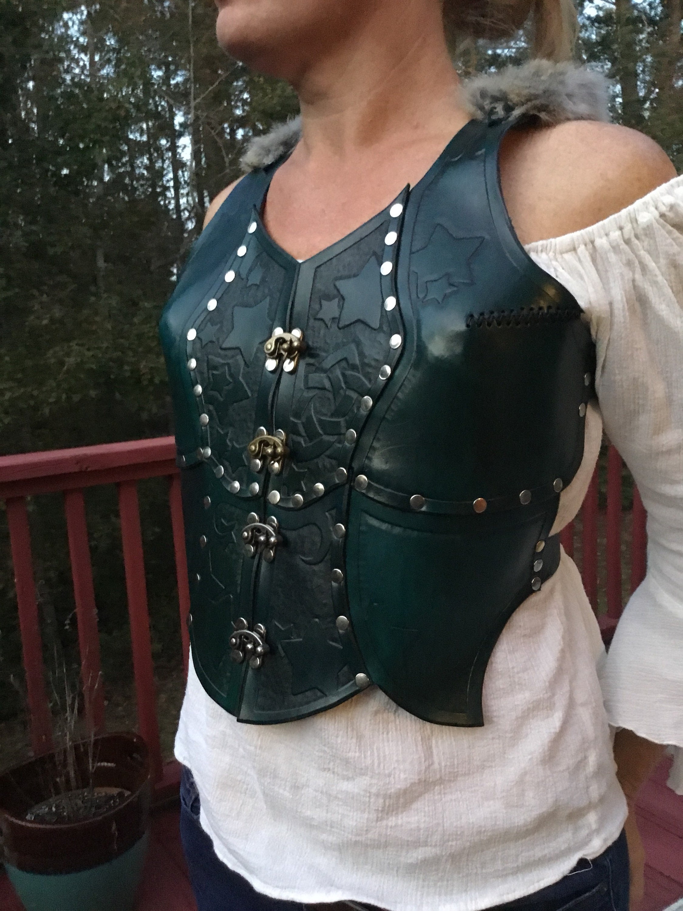 Stjarna Women's Leather Vest Armor Viking Fur Etsy UK